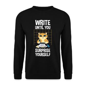 Write Until You Surprise Yourself 4 - Unisex Pullover - Schwarz - Vorne - Alina (178cm) & Michal (187cm)