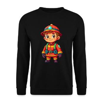 Hero in red the firefighter - Unisex Sweatshirt - black - Front - Alina (178cm) & Michal (187cm)
