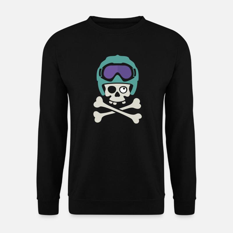 Totenkopf mit Skihelm und Skibrille - Unisex Pullover - Schwarz