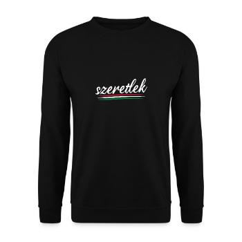Szeretlek - Ich Liebe Dich Ungarisch - Unisex Pullover - Schwarz - Vorne - Alina (178cm) & Michal (187cm)