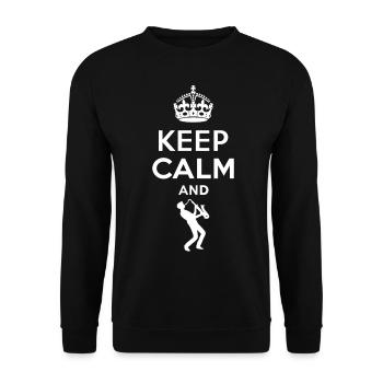 Garder calme - saxophone jouant 2 - Sweat-shirt Unisexe - noir - Devant - Alina (178cm) & Michal (187cm)