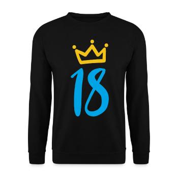 18. Geburtstag Krone Geschenkidee - Unisex Pullover - Schwarz - Vorne - Alina (178cm) & Michal (187cm)