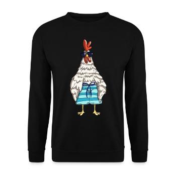 Funny rooster chickens and chicken design in the barn - Unisex Sweatshirt - black - Front - Alina (178cm) & Michal (187cm)
