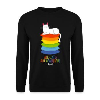 All Cats Are Beautiful - Unisex Sweatshirt - black - Front - Alina (178cm) & Michal (187cm)