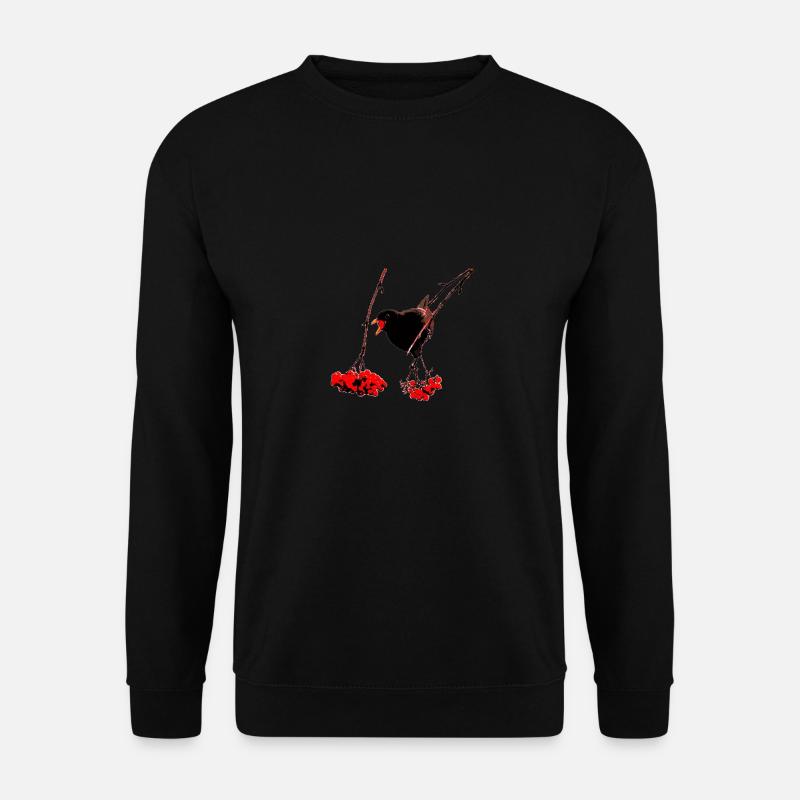 Blackbird with rowan berries - Unisex Sweatshirt - black