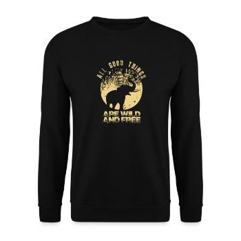 Alle guten Dinge sind wild und kostenlos - Unisex Pullover - Schwarz - Vorne - Alina (178cm) & Michal (187cm)