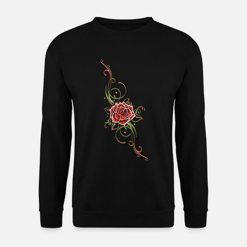 Filigree Tribal with large rose - Unisex Sweatshirt - black