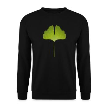 juicy green ginkgo leaf with bright lines - Unisex Sweatshirt - black - Front - Alina (178cm) & Michal (187cm)