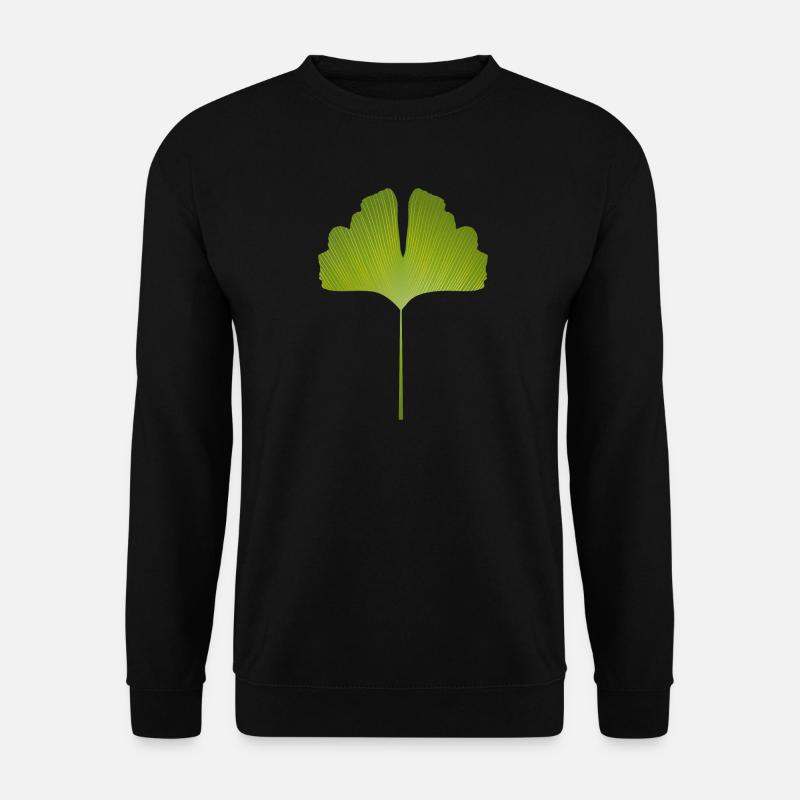 saftig grünes Ginkgo Blatt mit hellen Linien - Unisex Pullover - Schwarz