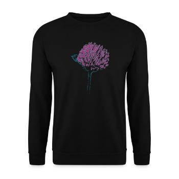 Blühender Klee Kleeblüte Glücksklee - Unisex Pullover - Schwarz - Vorne - Alina (178cm) & Michal (187cm)