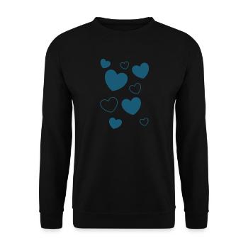 Blue Heart Pattern Heart Pattern Gift - Unisex Sweatshirt - black - Front - Alina (178cm) & Michal (187cm)