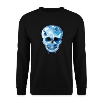extravaganter Totenkopf koloriert im Glas Look - Unisex Pullover - Schwarz - Vorne - Alina (178cm) & Michal (187cm)