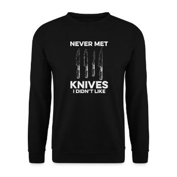Fabrication de couteaux Conception de couteaux - Sweat-shirt Unisexe - noir - Devant - Alina (178cm) & Michal (187cm)