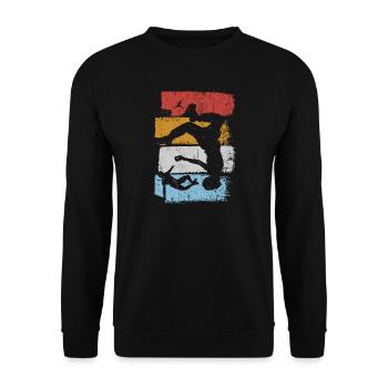 Stripes Sunset Diver Silhouette - Unisex Pullover - Schwarz - Vorne - Alina (178cm) & Michal (187cm)