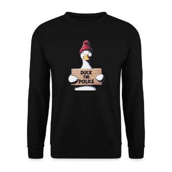 Duck the Police in street art style - Unisex Sweatshirt - black - Front - Alina (178cm) & Michal (187cm)
