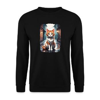 Chats mignons dans une ruelle de rue - Sweat-shirt Unisexe - noir - Devant - Alina (178cm) & Michal (187cm)