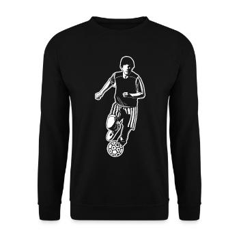 Fußballspieler Zeichnung - Unisex Pullover - Schwarz - Vorne - Alina (178cm) & Michal (187cm)