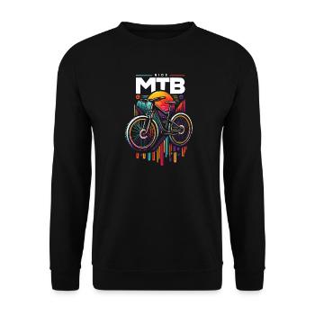 Vibrant MTB Cycling Sunset Design - Unisex Sweatshirt - black - Front - Alina (178cm) & Michal (187cm)