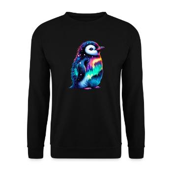Aurora Borealis Pinguin - Unisex Pullover - Schwarz - Vorne - Alina (178cm) & Michal (187cm)