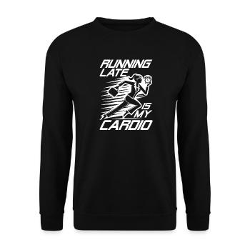 Spät laufen ist mein Cardio - Unisex Pullover - Schwarz - Vorne - Alina (178cm) & Michal (187cm)