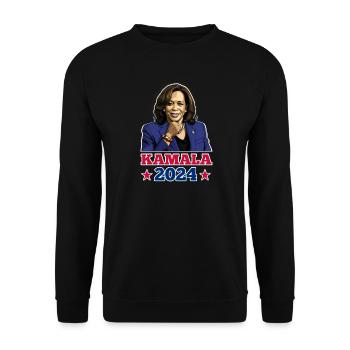 KAMALA 2024, KAMALA HARRIS ALS PRÄSIDENTIN - Unisex Pullover - Schwarz - Vorne - Alina (178cm) & Michal (187cm)