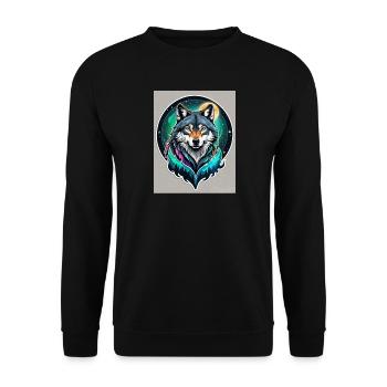 Aurora-Wolf im Mondlicht - Unisex Pullover - Schwarz - Vorne - Alina (178cm) & Michal (187cm)