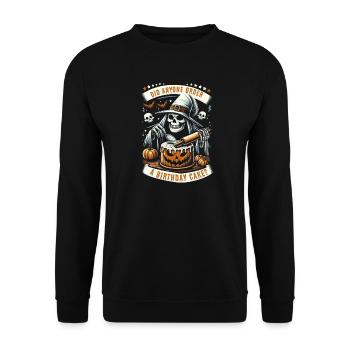 Halloween-Grusel-Geburtstagstorte - Unisex Pullover - Schwarz - Vorne - Alina (178cm) & Michal (187cm)