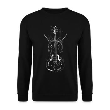 Geige Linienzeichnung - Unisex Pullover - Schwarz - Vorne - Alina (178cm) & Michal (187cm)