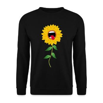 Heulende Sonnenblume Blume - Unisex Pullover - Schwarz - Vorne - Alina (178cm) & Michal (187cm)