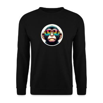 Affe Brille Palmen bunt - Unisex Pullover - Schwarz - Vorne - Alina (178cm) & Michal (187cm)