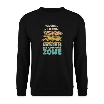 retro Wald Komfortzone Baum vintage Symbol Logo - Unisex Pullover - Schwarz - Vorne - Alina (178cm) & Michal (187cm)