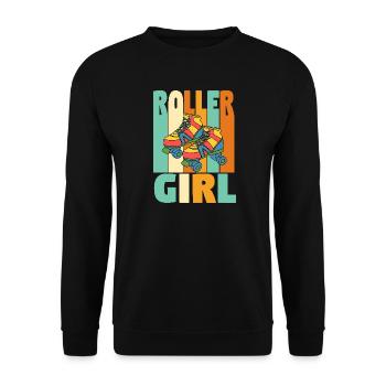 Retro Roller Girl - Unisex Sweatshirt - black - Front - Alina (178cm) & Michal (187cm)