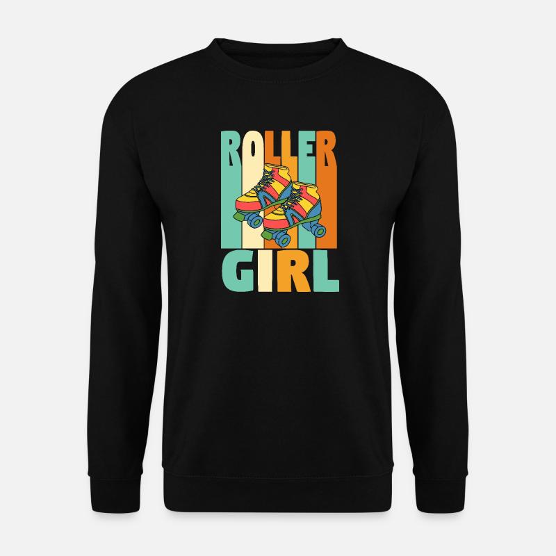 Retro Roller Mädchen - Unisex Pullover - Schwarz