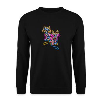 Cat Cats Retro Heart Hearts Vintage - Unisex Sweatshirt - black - Front - Alina (178cm) & Michal (187cm)