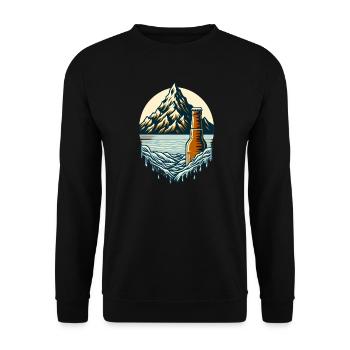 Gipfelsee mit Bierflasche - Unisex Pullover - Schwarz - Vorne - Alina (178cm) & Michal (187cm)