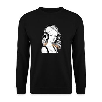 Musik Frau Mädchen Kopfhoerer Rave Geschenkidee - Unisex Pullover - Schwarz - Vorne - Alina (178cm) & Michal (187cm)