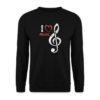 Notenschlüssel Herz Music - Musiker und Bands - Unisex Pullover - Schwarz - Vorne - Alina (178cm) & Michal (187cm)
