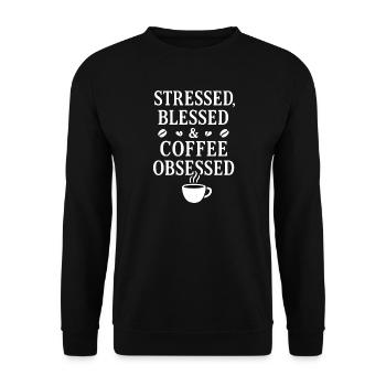 Coffee Obsessed - Unisex Sweatshirt - black - Front - Alina (178cm) & Michal (187cm)