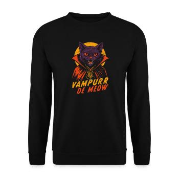 Vampurr De Meow Retro Comic Vampire Cat - Unisex Sweatshirt - black - Front - Alina (178cm) & Michal (187cm)