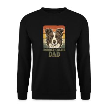 Border Collie Dad Portrait Retro Dog Dad - Unisex Sweatshirt - black - Front - Alina (178cm) & Michal (187cm)