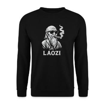 Laozi avec lunettes de soleil et motif de cigare - Sweat-shirt Unisexe - noir - Devant - Alina (178cm) & Michal (187cm)