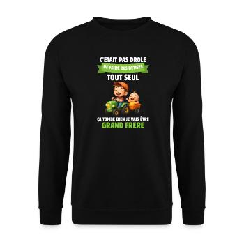 Child Big Brother on Mission - Pregnancy  - Sweat-shirt Unisexe - noir - Devant - Alina (178cm) & Michal (187cm)