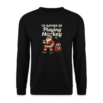 Lustiges Eishockey TShirt Weihnachtsgeschenk - Unisex Pullover - Schwarz - Vorne - Alina (178cm) & Michal (187cm)
