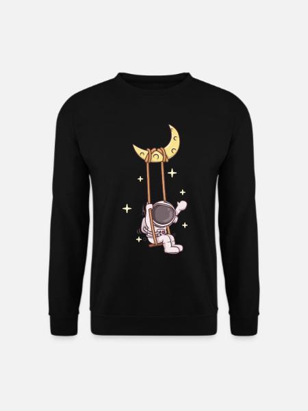 Astronaut Swing on Crescent Moon - Unisex Sweatshirt - black