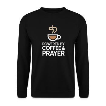 Powered By Coffee And Prayer Coffee Love Faith - Unisex Sweatshirt - black - Front - Alina (178cm) & Michal (187cm)