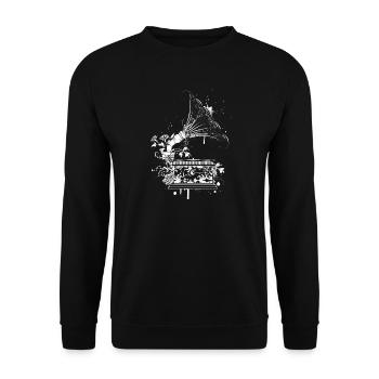 Nostalgique Gramophone – Art floral line art - Sweat-shirt Unisexe - noir - Devant - Alina (178cm) & Michal (187cm)