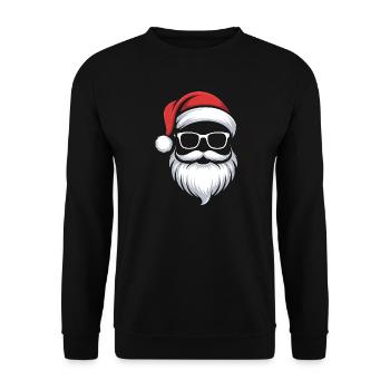 Weihnachts-Santa mit Bart und Brille - Unisex Pullover - Schwarz - Vorne - Alina (178cm) & Michal (187cm)