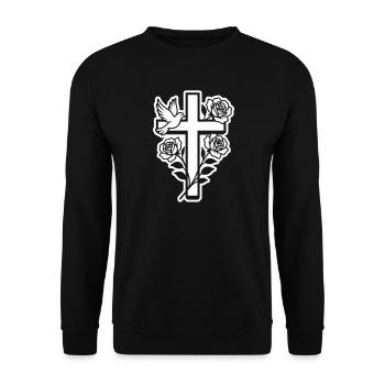 Colombe croix chrétienne - Sweat-shirt Unisexe - noir - Devant - Alina (178cm) & Michal (187cm)