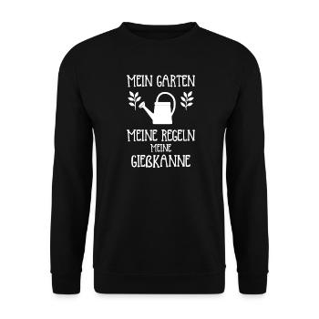 Mein  Garten. Meine Regeln. Meine Gießkanne. - Unisex Pullover - Schwarz - Vorne - Alina (178cm) & Michal (187cm)
