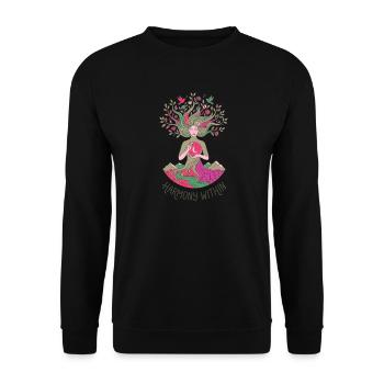 Harmonie im Inneren – Himmlischer Naturgeist - Unisex Pullover - Schwarz - Vorne - Alina (178cm) & Michal (187cm)